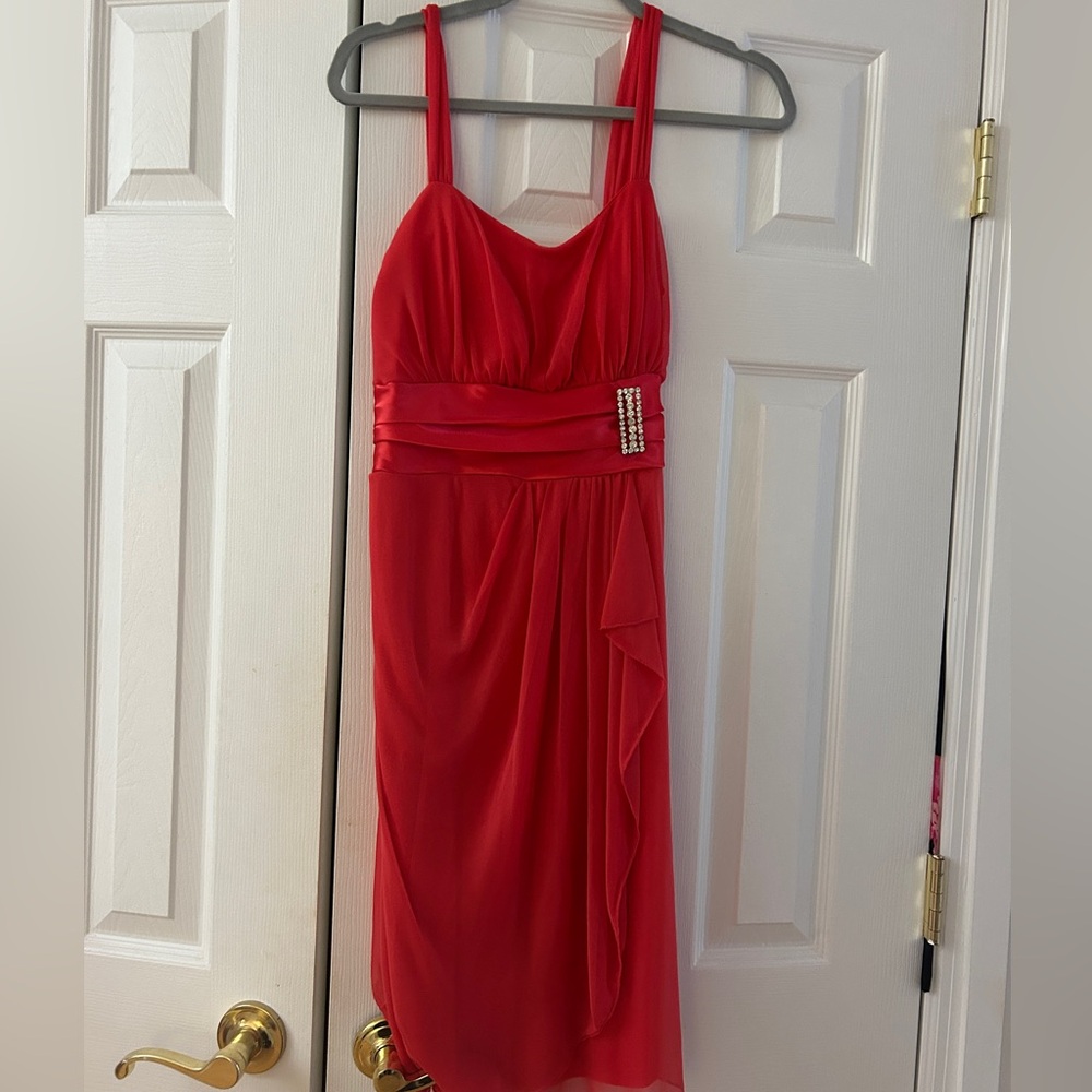 STUNNING Neon Red Cocktail Dress - Y2K Glam L